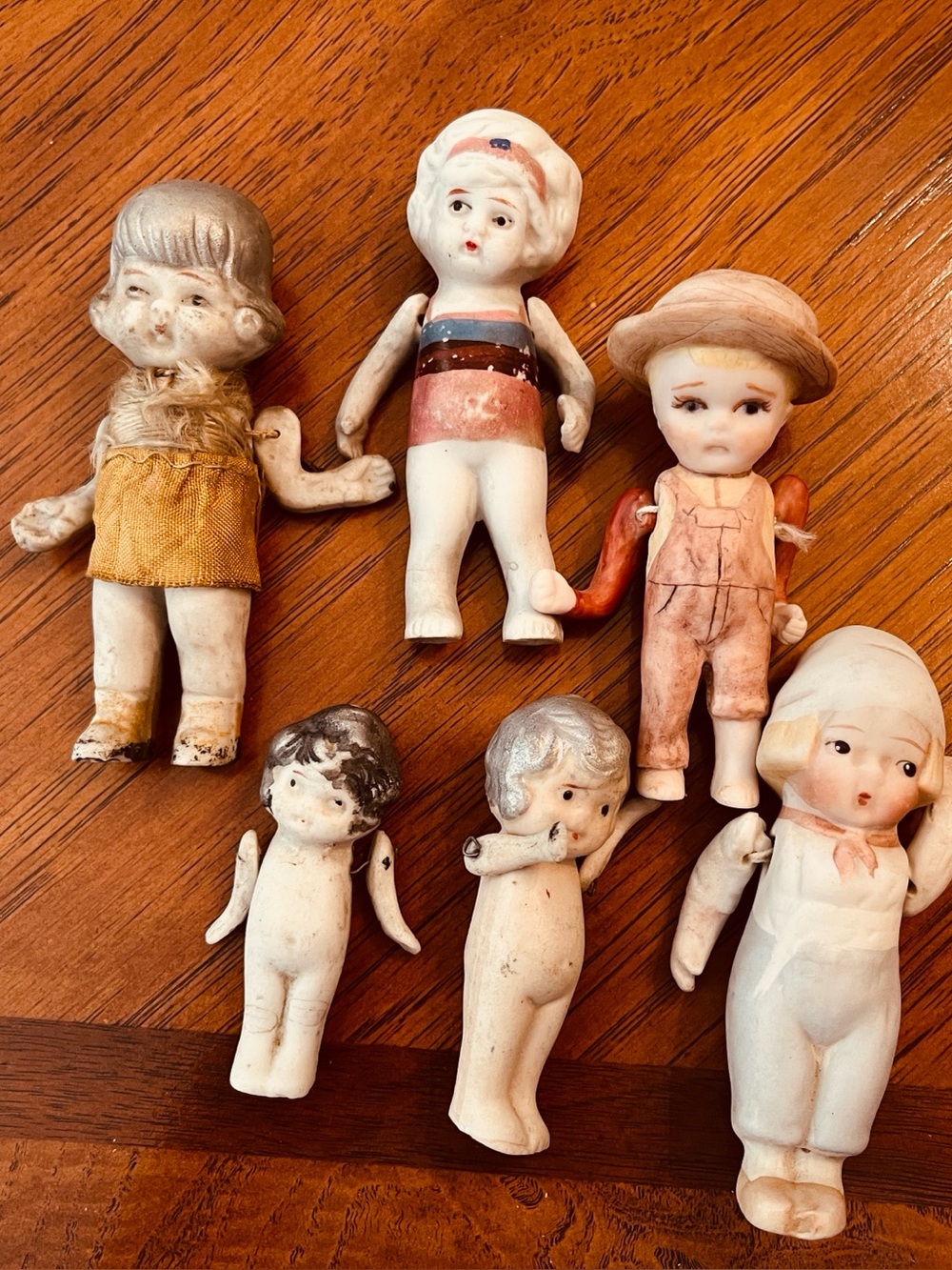6 Antique Bisque Porcelain dolls Japan super OLD Articulated #27